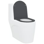 vidaXL Rýchloupínacie WC sedadlo s tichým zatváraním Duroplast Antracit – Obrázok 3
