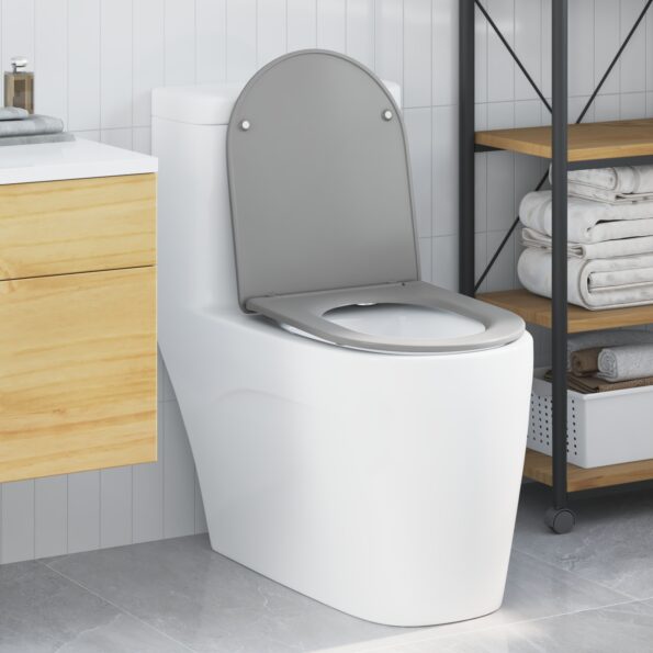42002367_1.jpg vidaXL Rýchloupínacie WC sedadlo s tichým zatváraním z Duroplastu, Šedé – Obrázok 1