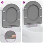 vidaXL Rýchloupínacie WC sedadlo s tichým zatváraním z Duroplastu, Šedé – Obrázok 11