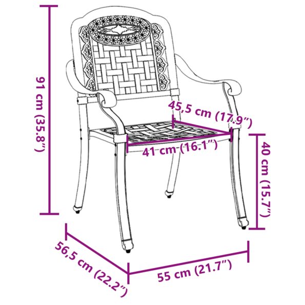 vidaXL Záhradné stoličky 2 ks Čierne z liatiny – Obrázok 10
