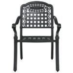 vidaXL Záhradné stoličky 2 ks Čierne z liatiny – Obrázok 4