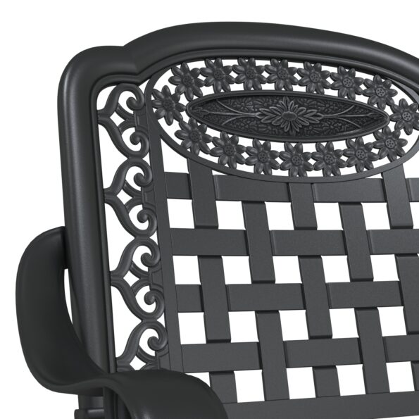 vidaXL Záhradné stoličky 2 ks Čierne z liatiny – Obrázok 7