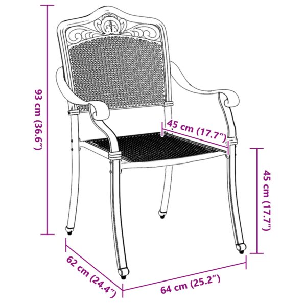 vidaXL Záhradné stoličky 2 ks Zelené z liatiny – Obrázok 10