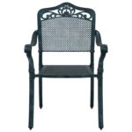 vidaXL Záhradné stoličky 2 ks Zelené z liatiny – Obrázok 4