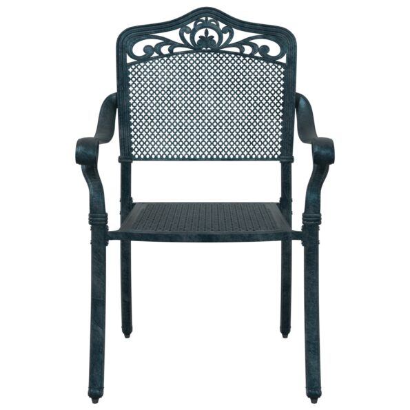 vidaXL Záhradné stoličky 2 ks Zelené z liatiny – Obrázok 4