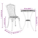 vidaXL 3-dielna bistro súprava do záhrady, biela, z liateho hliníka – Obrázok 13