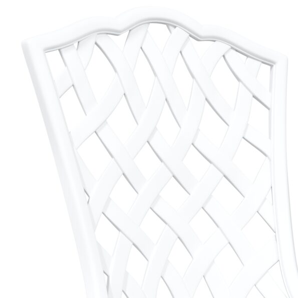 vidaXL 3-dielna bistro súprava do záhrady, biela, z liateho hliníka – Obrázok 9