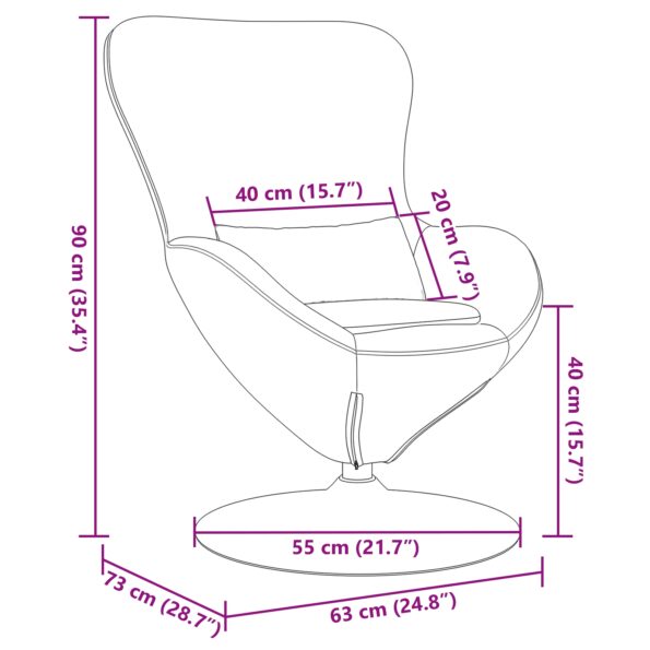 vidaXL Vajíčkové kreslo Fialová 63 x 73 x 90 cm látka – Obrázok 8
