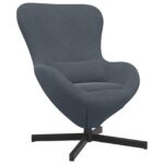 vidaXL Vajíčkové kreslo Tmavo šedá 63 x 73 x 90 cm Zamat – Obrázok 2