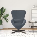 vidaXL Vajíčkové kreslo Tmavo šedá 63 x 73 x 90 cm Zamat – Obrázok 3