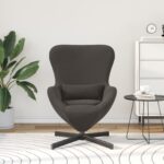vidaXL Vajíčkové kreslo Tmavo šedá 63 x 73 x 90 cm látka – Obrázok 3