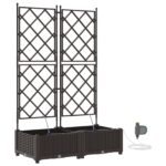 vidaXL Záhradné kvetináče s vodným zavlažovacím systémom 2 ks Hnedá – Obrázok 2