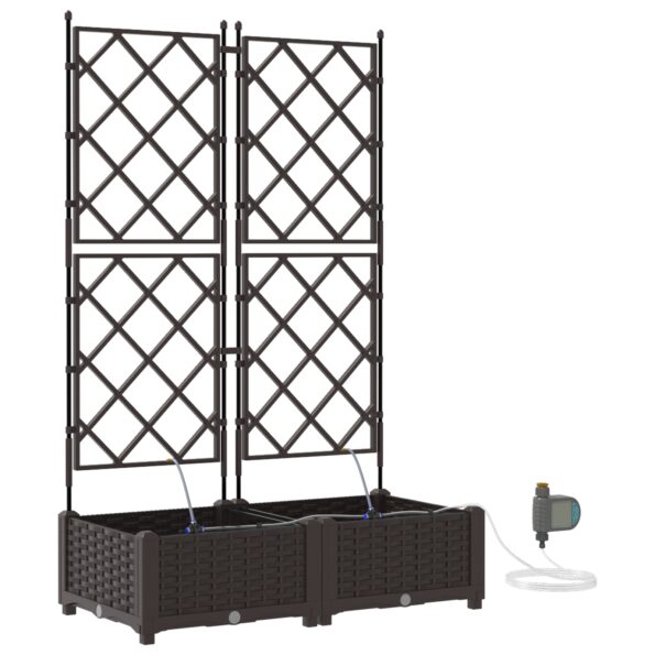 vidaXL Záhradné kvetináče s vodným zavlažovacím systémom 2 ks Hnedá – Obrázok 2