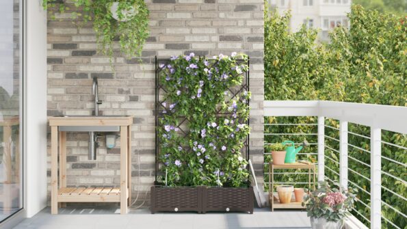 vidaXL Záhradné kvetináče s vodným zavlažovacím systémom 2 ks Hnedá – Obrázok 4