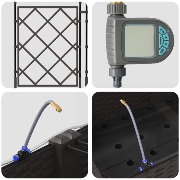 vidaXL Záhradné kvetináče s vodným zavlažovacím systémom 2 ks Hnedá – Obrázok 8