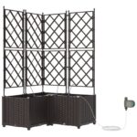 vidaXL Záhradné kvetináče so systémom zavlažovania 3 ks Hnedá – Obrázok 2