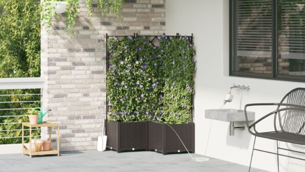 vidaXL Záhradné kvetináče so systémom zavlažovania 3 ks Hnedá – Obrázok 4