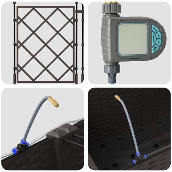 vidaXL Záhradné kvetináče so systémom zavlažovania 3 ks Hnedá – Obrázok 7