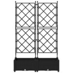 vidaXL Záhradný kvetináč s trelisom 2 kusy Čierny 80x40x125,5 cm – Obrázok 5