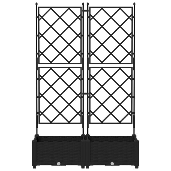 vidaXL Záhradný kvetináč s trelisom 2 kusy Čierny 80x40x125,5 cm – Obrázok 5