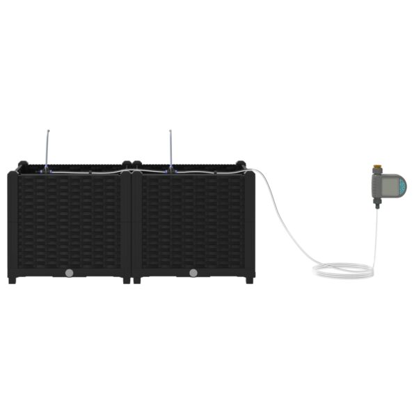 vidaXL Záhradné kvetináče so systémom zavlažovania 2 ks Čierna – Obrázok 4