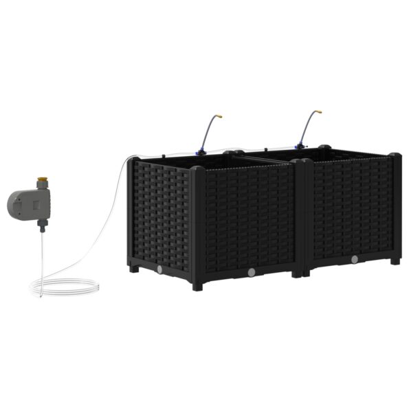 vidaXL Záhradné kvetináče so systémom zavlažovania 2 ks Čierna – Obrázok 6