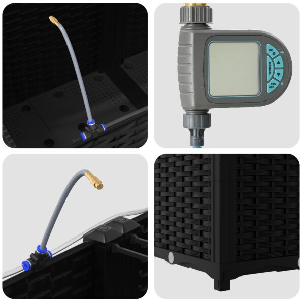 vidaXL Záhradné kvetináče so systémom zavlažovania 2 ks Čierna – Obrázok 7