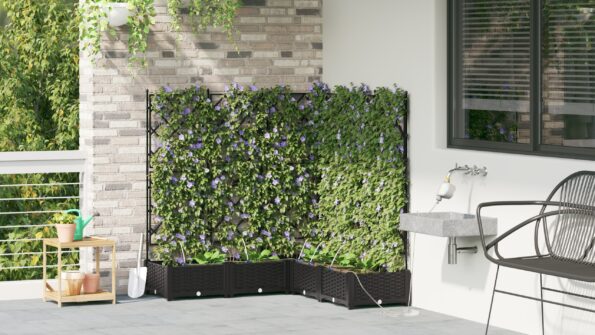 42002855_4.jpg vidaXL Záhradné nádoby so systémom zavlažovania 5 ks Čierna – Obrázok 4