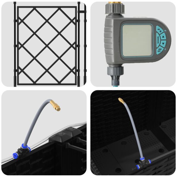 vidaXL Záhradné kvetináče so systémom zavlažovania 5 ks Čierna – Obrázok 7