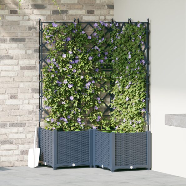 42002864_1.jpg vidaXL Záhradný kvetináč s trelázo 3 ks Sivá 80x80x143 cm – Obrázok 1