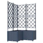 vidaXL Záhradný kvetináč s trelázo 3 ks Sivá 80x80x143 cm – Obrázok 2