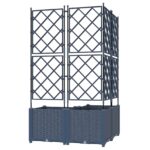 vidaXL Záhradný kvetináč s trelázo 3 ks Sivá 80x80x143 cm – Obrázok 5