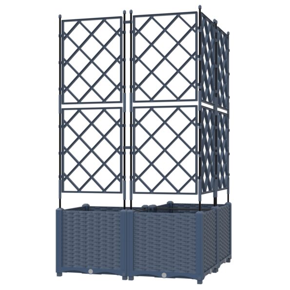 42002864_5.jpg vidaXL Záhradný kvetináč s trelázo 3 ks Sivá 80x80x143 cm – Obrázok 5