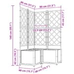 vidaXL Záhradný kvetináč s trelázo 3 ks Sivá 80x80x143 cm – Obrázok 7