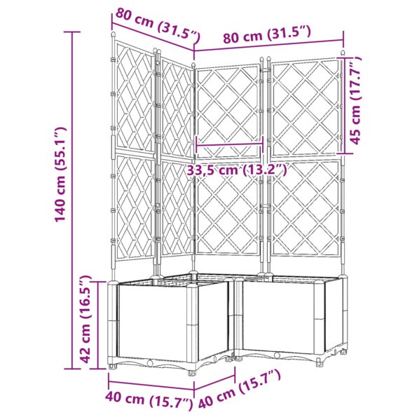 42002864_7.jpg vidaXL Záhradný kvetináč s trelázo 3 ks Sivá 80x80x143 cm – Obrázok 7