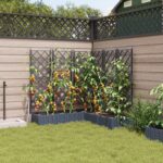vidaXL Záhradný kvetináč s mriežkou 5 ks Sivý 120x120x125.5 cm – Obrázok 3