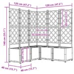 vidaXL Záhradný kvetináč s trelážou 5 ks Sivý 120x120x143 cm – Obrázok 7
