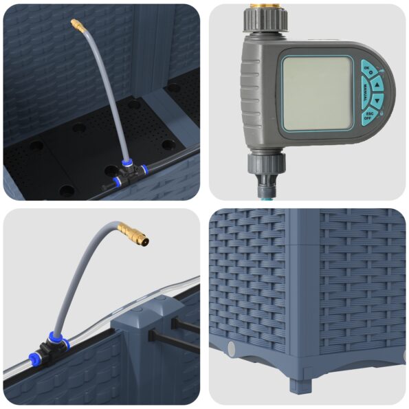 vidaXL Záhradné truhlíky so zavlažovacím systémom 4 ks Sivé – Obrázok 8