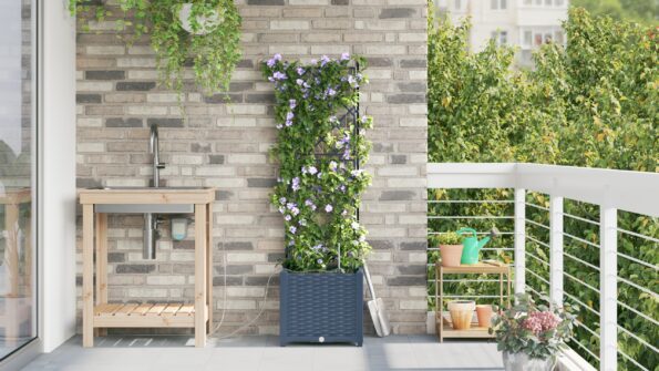 vidaXL Záhradné kvetináče so systémom zavlažovania šedé – Obrázok 4