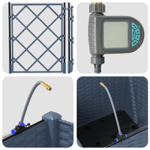 vidaXL Záhradné kvetináče so systémom zavlažovania šedé – Obrázok 8