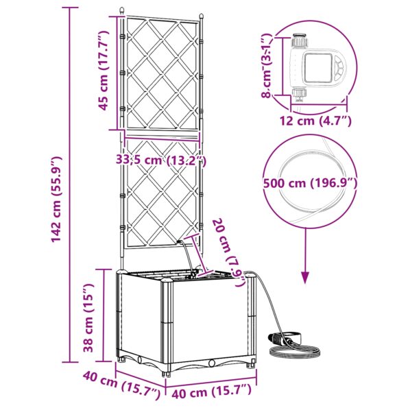 vidaXL Záhradné kvetináče so systémom zavlažovania šedé – Obrázok 9