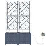 vidaXL Záhradné Hrnce s Vodným Závlahovým Systémom 2 ks Sivé – Obrázok 5