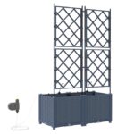 vidaXL Záhradné Hrnce s Vodným Závlahovým Systémom 2 ks Sivé – Obrázok 7