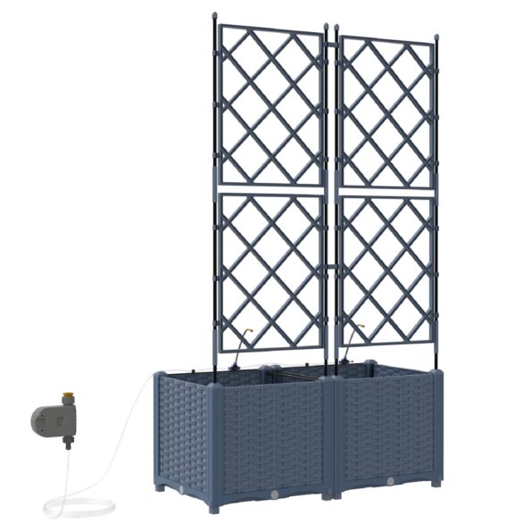 vidaXL Záhradné Hrnce s Vodným Závlahovým Systémom 2 ks Sivé – Obrázok 7