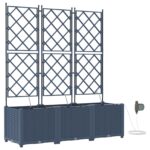 vidaXL Záhradné kvetináče so systémom zavlažovania 3 ks Šedé – Obrázok 2