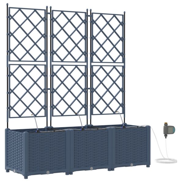 vidaXL Záhradné kvetináče so systémom zavlažovania 3 ks Šedé – Obrázok 2