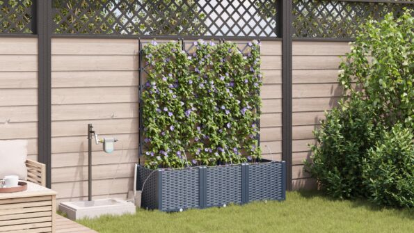 vidaXL Záhradné kvetináče so systémom zavlažovania 3 ks Šedé – Obrázok 4