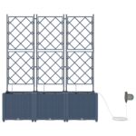 vidaXL Záhradné kvetináče so systémom zavlažovania 3 ks Šedé – Obrázok 5