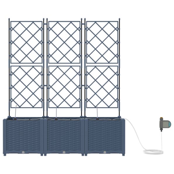 vidaXL Záhradné kvetináče so systémom zavlažovania 3 ks Šedé – Obrázok 5