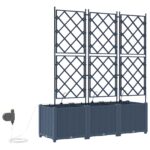 vidaXL Záhradné kvetináče so systémom zavlažovania 3 ks Šedé – Obrázok 7